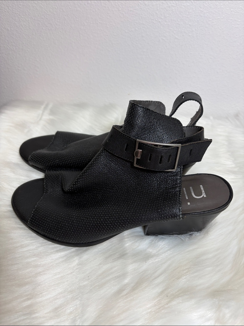 Nicole Black Open Toe Slingback Heeled Sandals